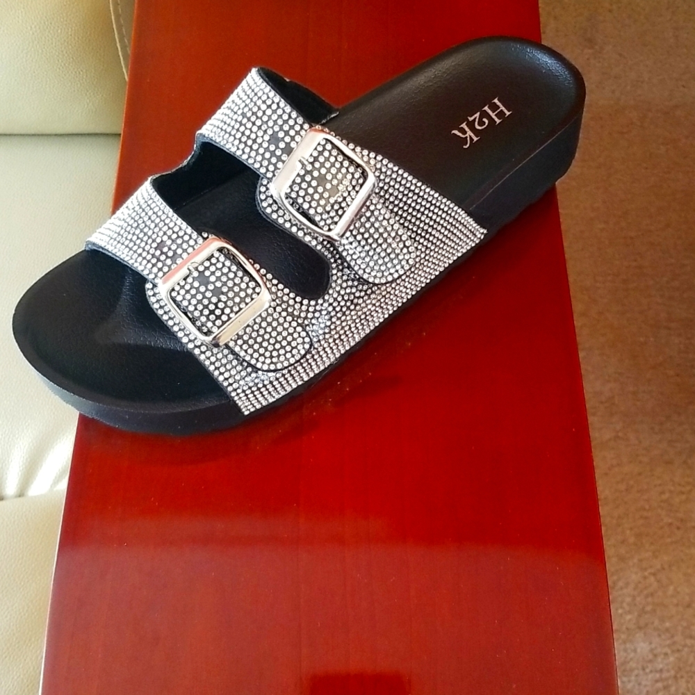 Black Sandals with Rhinestones